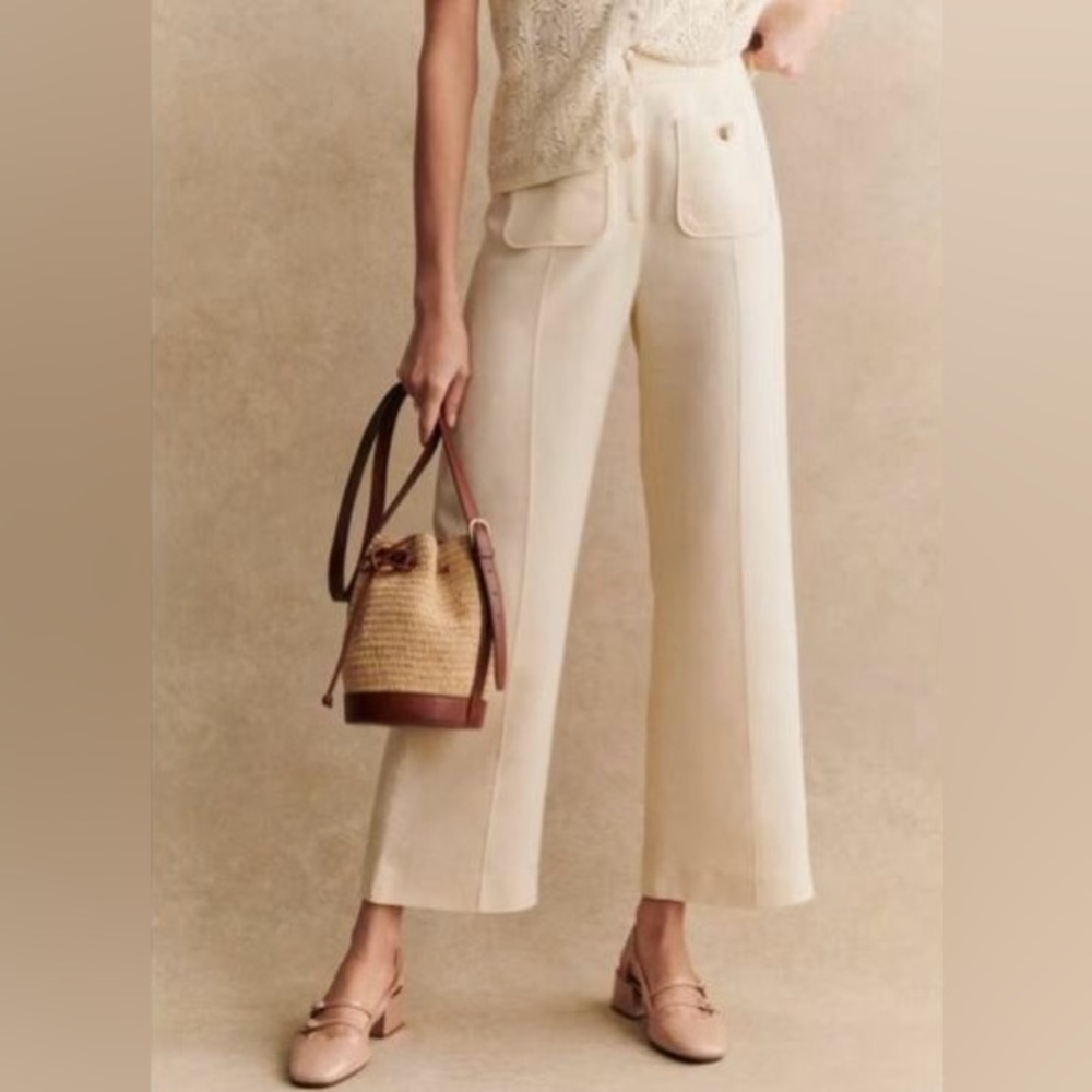 NWT Sézane Emilio Linen Trousers in Beige